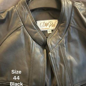 Black Leather Coat - Real Leather from Ecuador - Made by Artisan